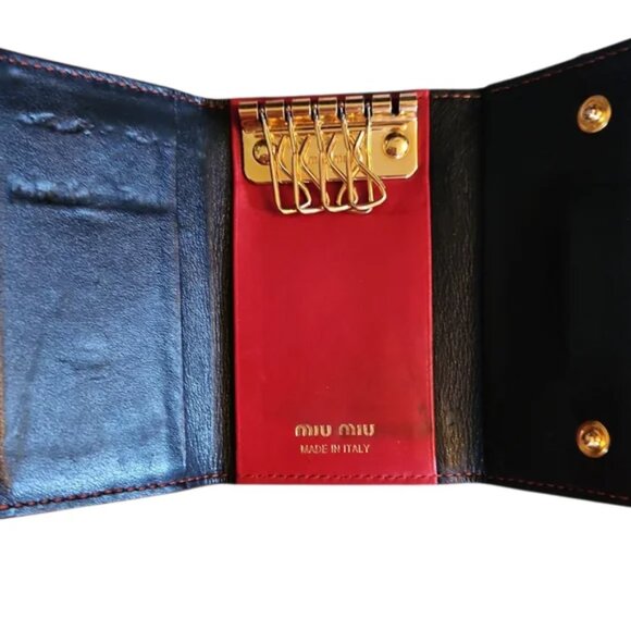 Miu Miu Black and Red Leather 6 Key Holder Wallet - Picture 4 of 10